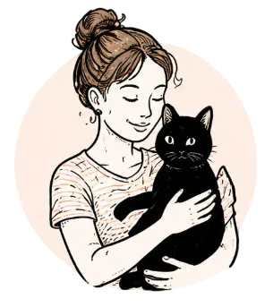 Une cat-sitter The Cat Society câline un chat noir